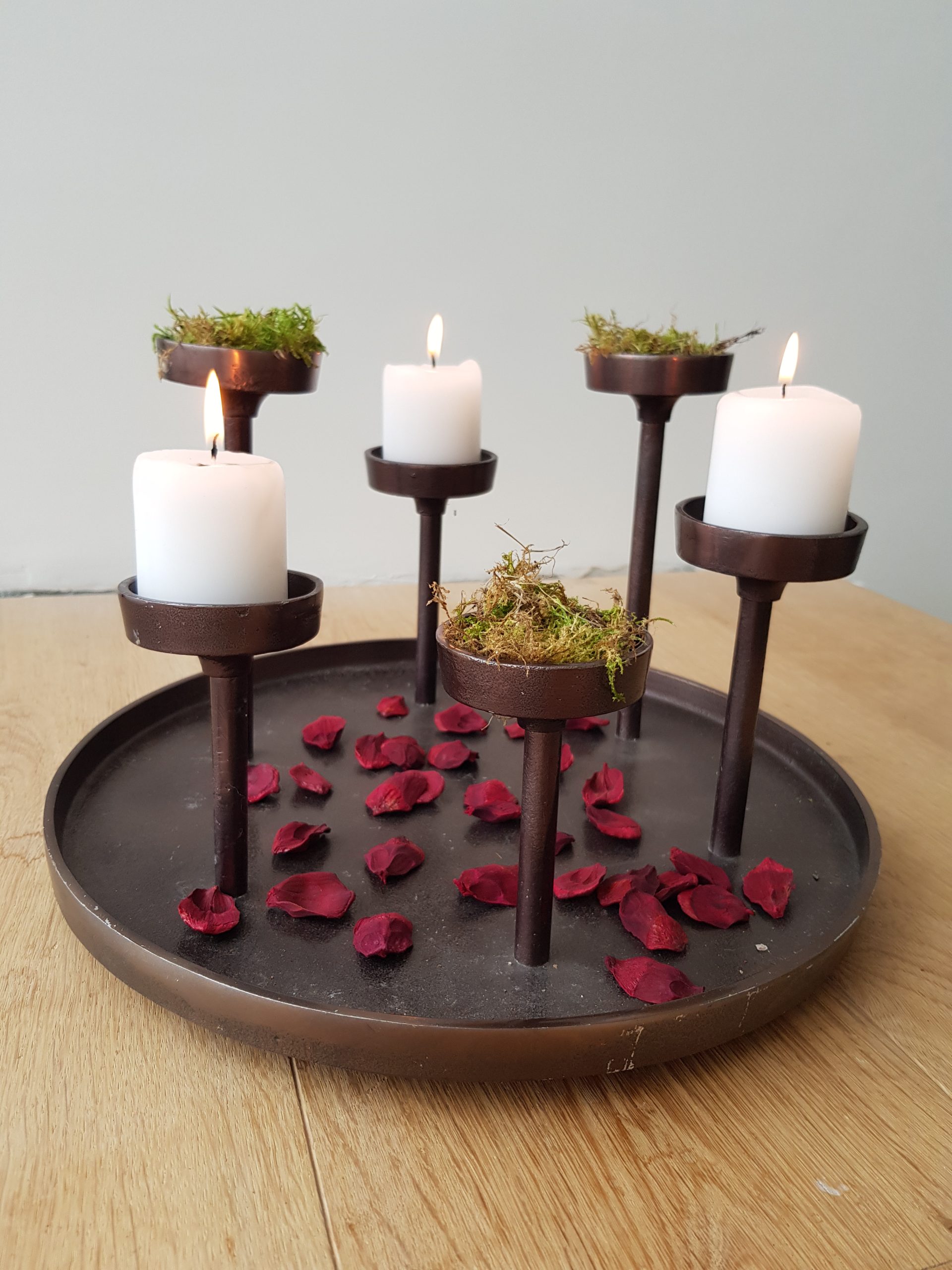 Bougeoir De Noël En Métal Noir Et Bois - Décoration Table Avec Cerf Et Maison | Pour Bougies Chauffe-plat